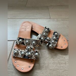ZIGI Girl Snake Print Sandals with Silver Studs